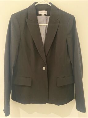 Calvin Klein Single Button Classic Work Blazer Black Size 12